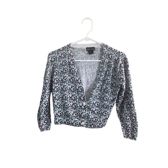 Wet Seal Large Purple White Floral Sweater - Picture 2 of 9